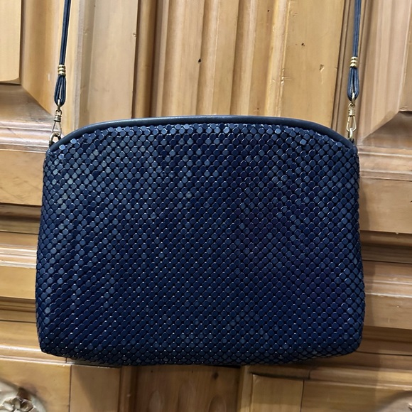 Vintage Whiting & Davis Navy Soft Mesh Evening Shoulder Bag Crossbody - Picture 5 of 7